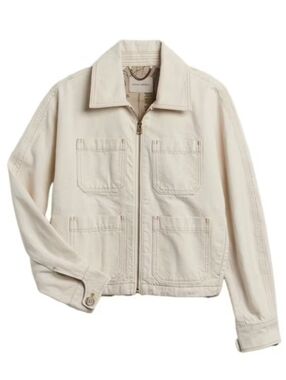 NWT- Women's Banana Republic Cream Moab Jean   Jacket with Map Print Lining